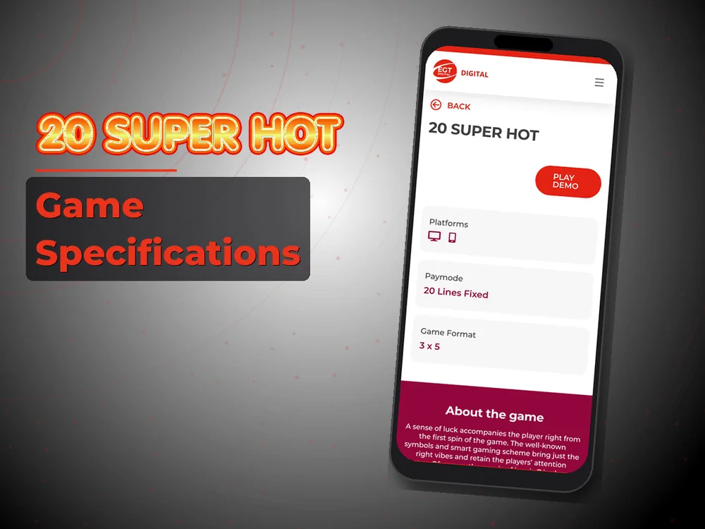 20 Super hot - Game Specifications