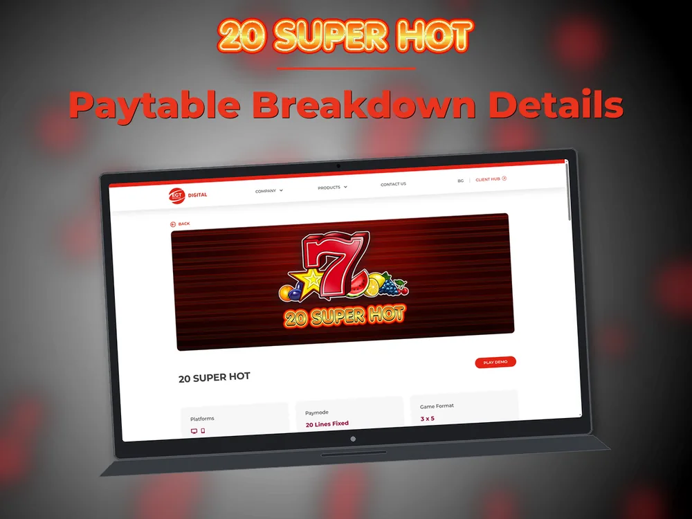 20 Super hot - Paytable Breakdown Details